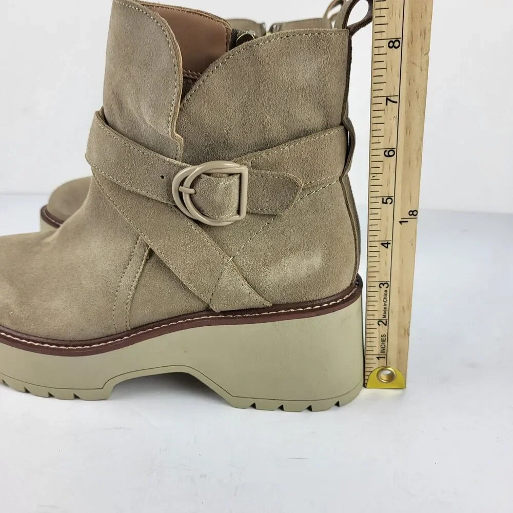 Blondo Giovanni Waterproof Platform Ankle Boots Beige Size 9M